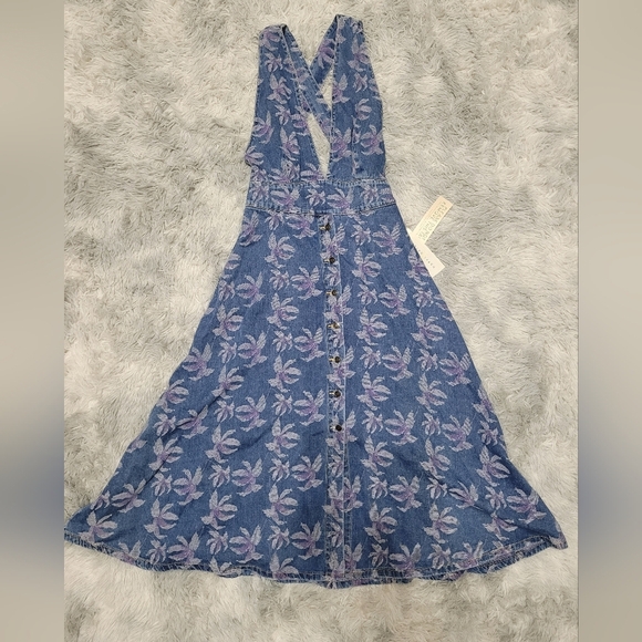 Happy x Nature by Kate Hudson Floral Washed Denim Sleeveless Dress, Size 4 - Picture 4 of 6